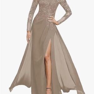 Elegant Taupe Evening Gown
